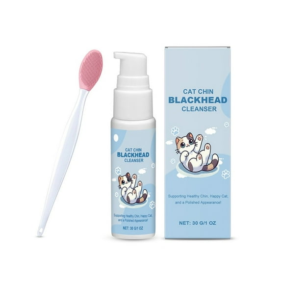 Pet Chin Blackhead Remover Set, Non-Irritating Cat & Dog Chin Acne Cleanser with Double-Sided Cleaning Brush, Gentle Deep Cleansing for Blackheads & Skin Health, Prevents Blemishes