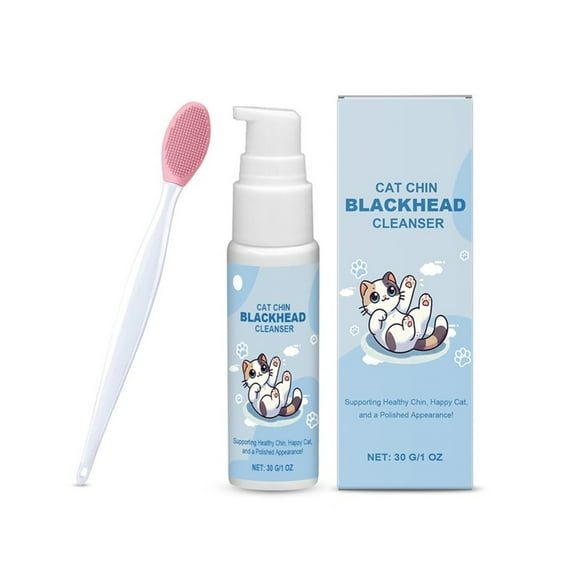 Pet Chin Blackhead Remover Set, Non-Irritating Cat & Dog Chin Acne Cleanser with Double-Sided Cleaning Brush, Gentle Deep Cleansing for Blackheads & Skin Health, Prevents Blemishes