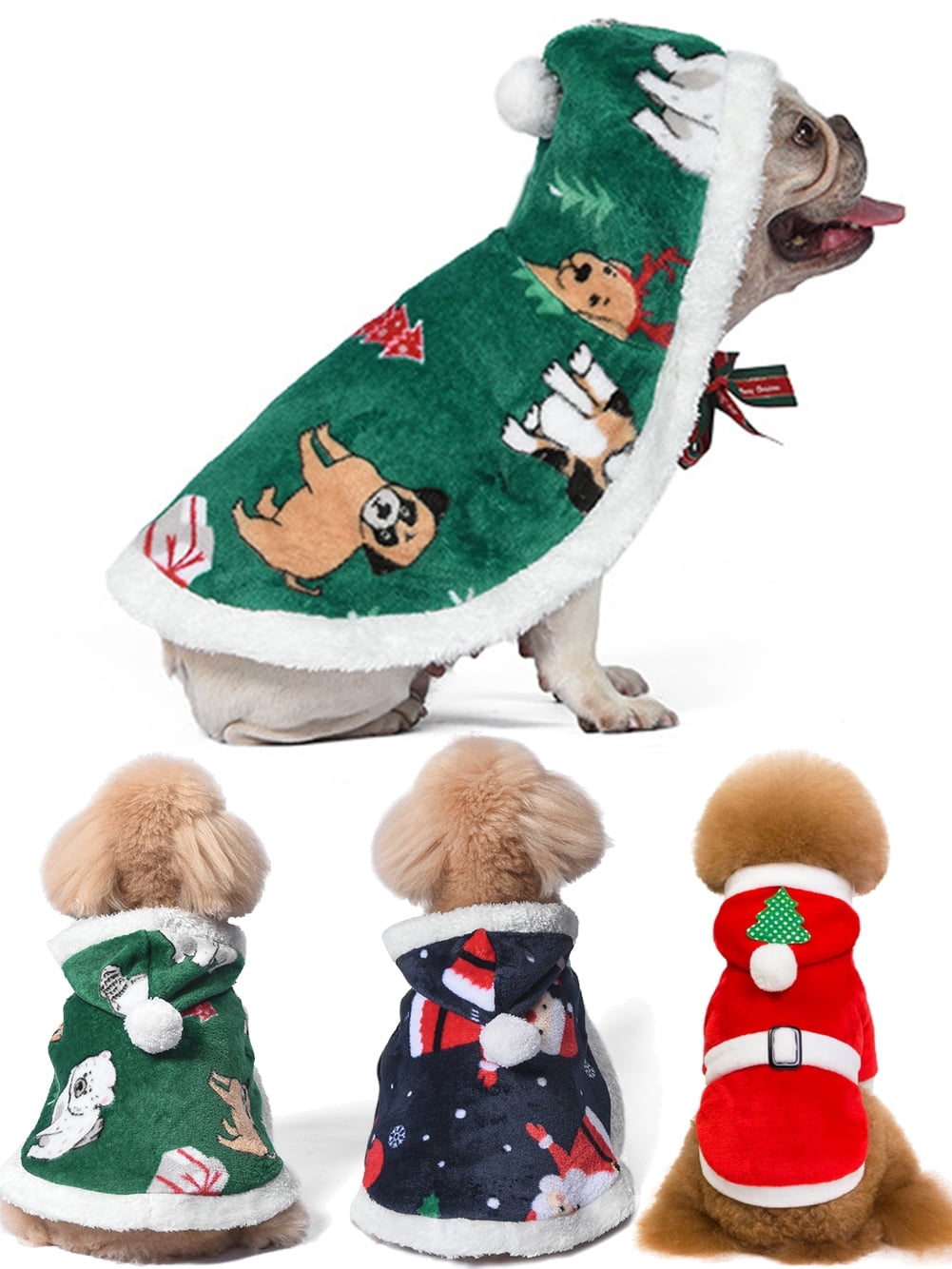 Pet Christmas Costume Puppy Xmas Cartoon Hooded Cape Dog Cat Polar — free download