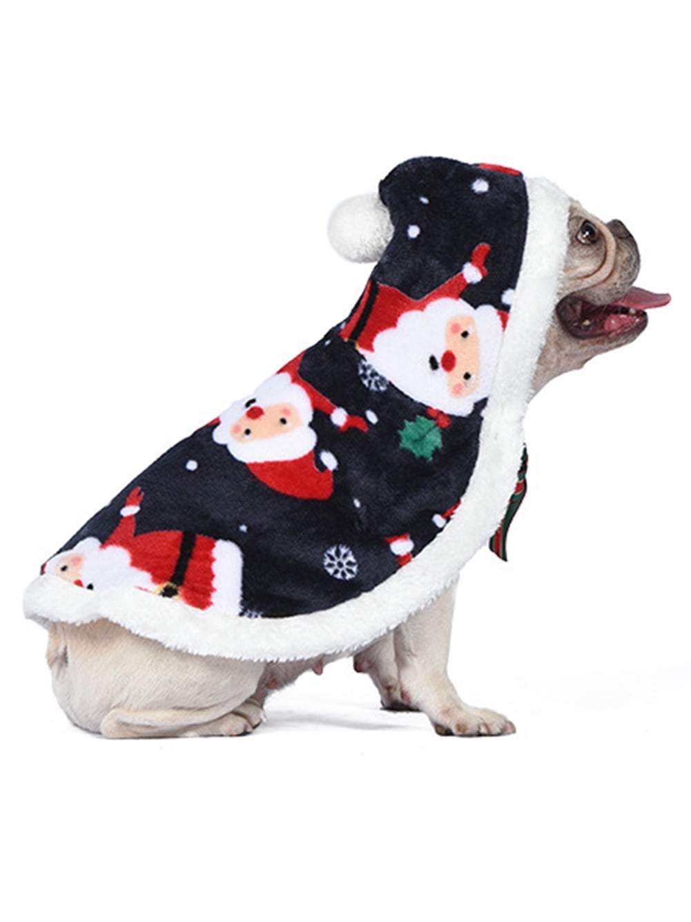 Pet Christmas Costume Puppy Xmas Santa Hooded Cape Dog Cat Polar Fleece — free download