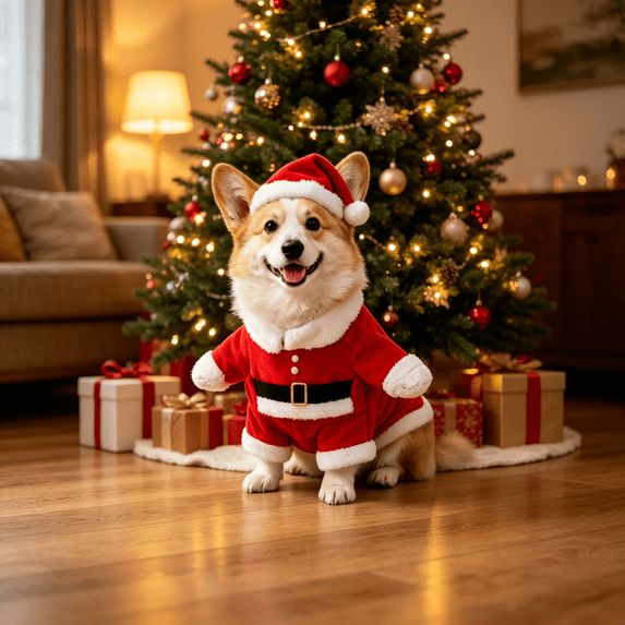 Pet Christmas Costumes, Xmas Santa Outfit With Santa Hat, Soft Warm Pet Apparel, Easy On And Off Pullover Design, Great For Holiday Photos And Festive Gatherings,XL
