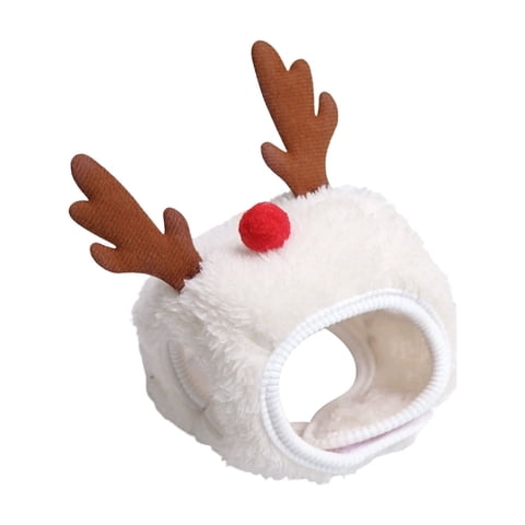 Pet Christmas Hat, Plush Reindeer Antler with Red Nose, 1 Pack L Size for Pets 8.0-15.0 lb, Festive Holiday Accessory for Cats Small Dogs Xmas Party Photo Booth Costume Wear