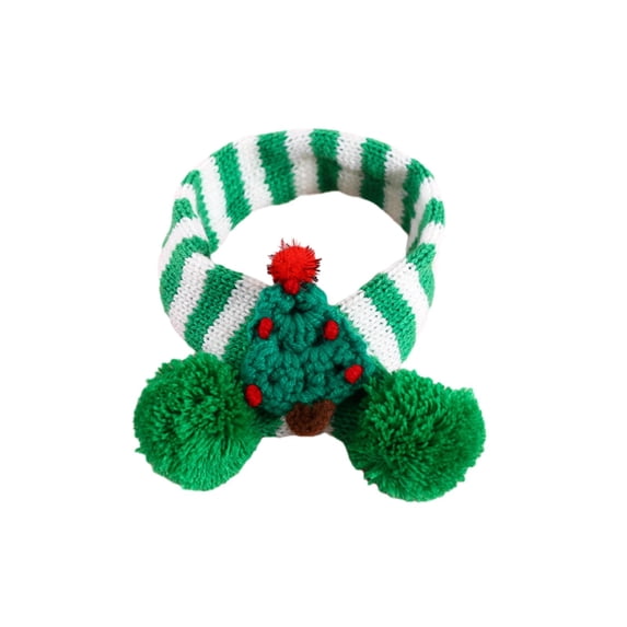 Pet Christmas Scarf Winter Neck Warmer Party Dress up Kitten Pet Knitted Scarf for Family Gatherings Celebrating Cosplay green xmas tree
