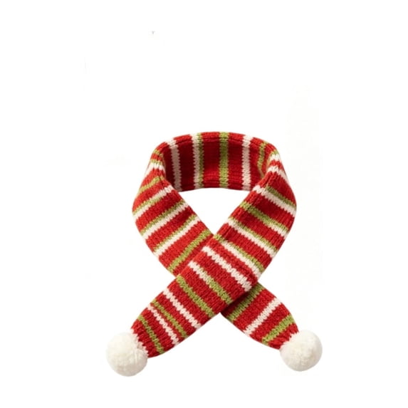 Pet Christmas Scarf with Pompom Decor Doggy Soft Bandana Warm Neck Accessories Holiday Dog Outfits for Cats Puppy Kitten and Small Dogs