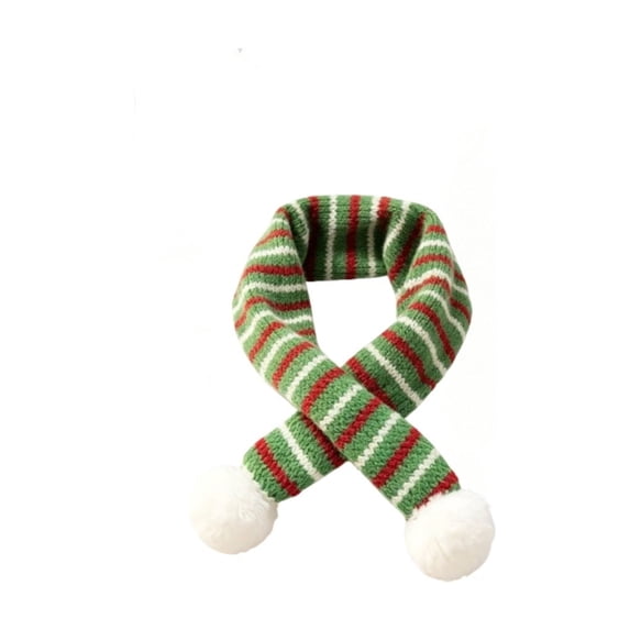 Pet Christmas Scarf with Pompom Decor Doggy Soft Bandana Warm Neck Accessories Holiday Dog Outfits for Cats Puppy Kitten and Small Dogs