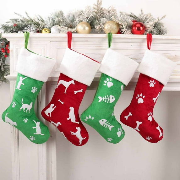 Pet Christmas Stocking under $5! Yannianjz Embroidered Pet Christmas Stocking, Paw Print Snowflake Design, Holiday Pet Gift Stocking, Christmas Pet Accessories, Festive Dog Cat Stocking