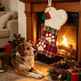 thumbnail image 1 of Pet Christmas Stocking Bone Shaped Paw Print Hanging Sock for Dog Holiday Gift Storage, 1 of 8