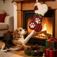 thumbnail image 1 of Pet Christmas Stocking Bone Shaped Paw Print Hanging Sock for Dog Holiday Gift Storage, 1 of 8