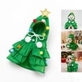 thumbnail image 1 of Pet Christmas Tree Costume, Hooded Dog Cat Xmas Outfit with Golden Star and Colorful Pompoms, Cute Ruffle Tiered Cloak for Small Puppy Kitten Holiday Party Photo Prop ,Green,S, 1 of 6