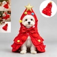 thumbnail image 1 of Pet Christmas Tree Costume, Hooded Dog Cat Xmas Outfit with Golden Star and Colorful Pompoms, Cute Ruffle Tiered Cloak for Small Puppy Kitten Holiday Party Photo Prop ,Red,S, 1 of 6