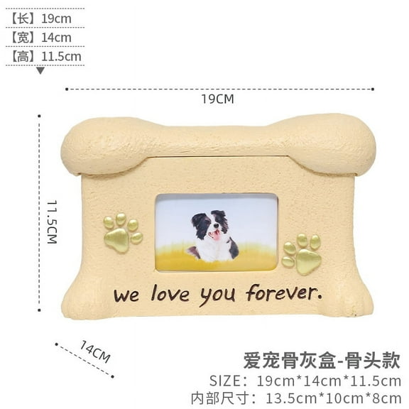 Pet Cinerary Casket Cat Puppy Pet Funeral Box Memorial Box Animal Resin Jar with Photo Frame Miss Protection Box