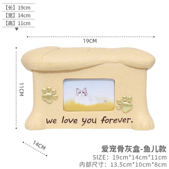 Pet Cinerary Casket Cat Puppy Pet Funeral Box Memorial Box Animal Resin Jar with Photo Frame Miss Protection Box