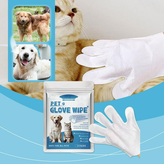 Pet Cleaning Gloves for Dogs Cats Quick Hair Removal Grooming Bath Brush Wet Wipes Alternative Gentle Care