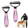 thumbnail image 1 of Pet Clearance! Pet Grooming Brush - Double Sided Dematting Undercoat Rake for Dogs and Cats, Extra Wide Pet Brush to Reduce Shedding by 95%(Watermelon), 1 of 9