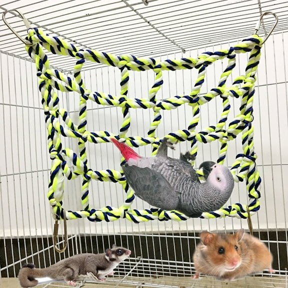 Pet Climbing Net, Xshuai Durable Rope Hanging Toy for Small Animals, Hamster Rat Ferret Cage Accessory with Metal Clips Exercise Enrichment Play Area