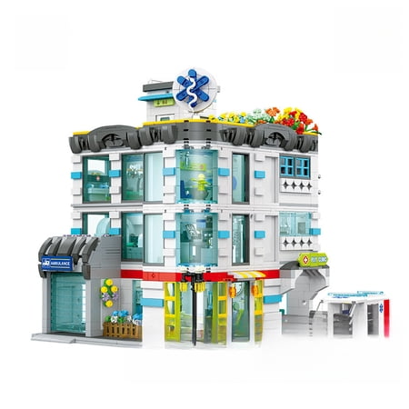 Pet Clinic Hospital City Street View Building Blocks, 2866PCS 3-Story Veterinary Decor Brick Model, Adult DIY Collectible Construction Toy