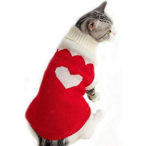 Pet Clothes, Cat Sweater Winter Warm Puppy Clothes Strawberry Knitwear Turtleneck Dog Sweaters for Cats Puppy
