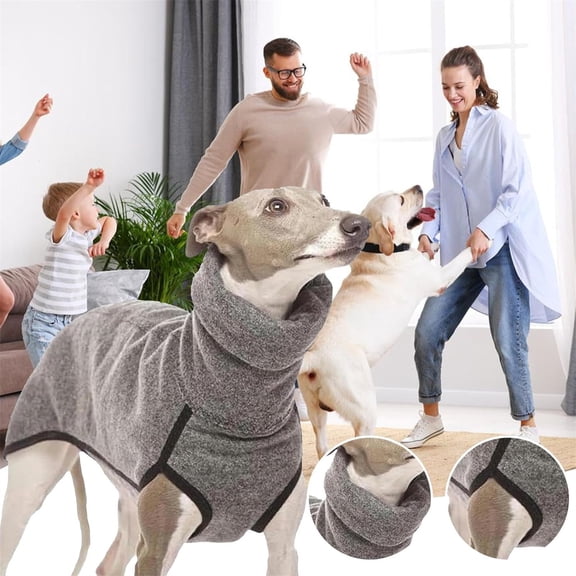 Pet Clothes – Cozy Greyhound Coat for Large Dogs | Warm Italian Greyhounds Sweater Sweatshirt for Winter трев, 60 cm, Gray