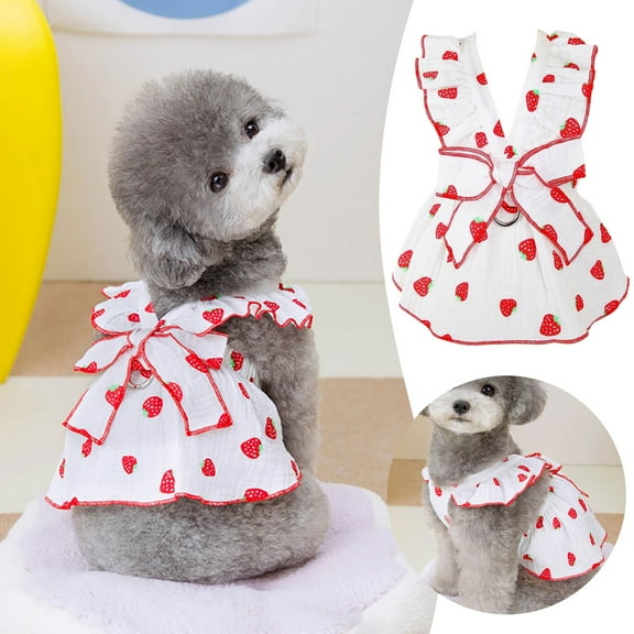 Adorable Puppy Clothing for Female Dogs Featuring Band Rings and Bow Decorations Cute Girl Dog Apparel with Printed Design