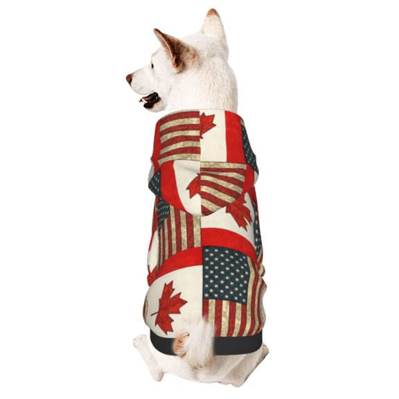 Pet Clothes Dog Hoodies America Canada Flag Pattern Puppy Pullover Cat Hooded Shirts Sweatshirts X-Small