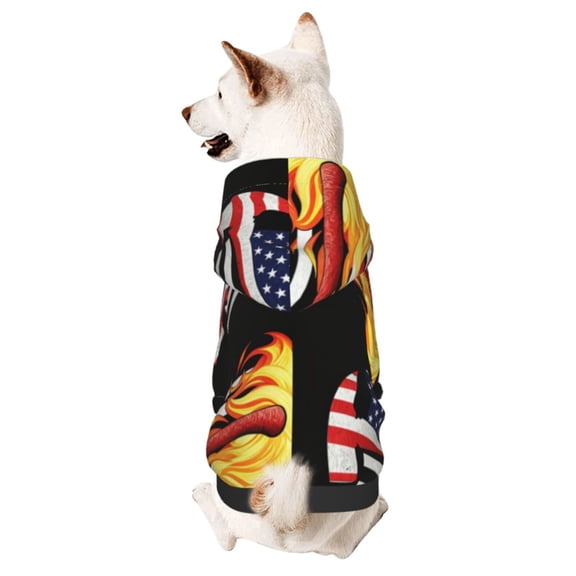 Pet Clothes Dog Hoodies Firefighter Red Thin Flag Puppy Pullover Cat Hooded Shirts Sweatshirts Large