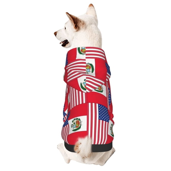 Pet Clothes Dog Hoodies Peru America Flag Puppy Pullover Cat Hooded Shirts Sweatshirts Large