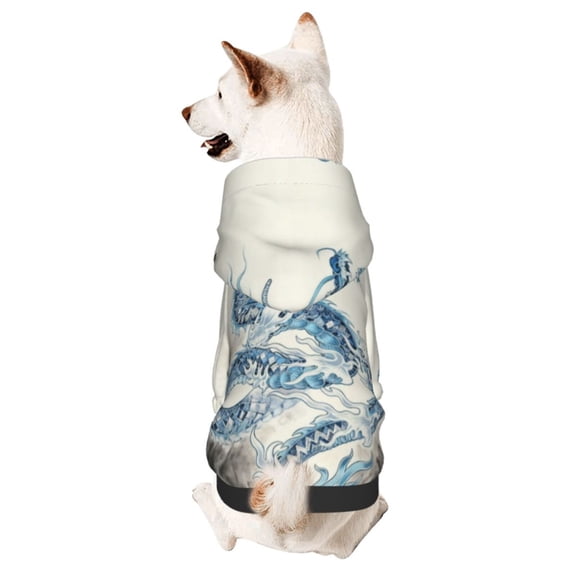 Pet Clothes Dog Hoodies Tradition Chinese Dragon Puppy Pullover Cat Hooded Shirts Sweatshirts X-Small