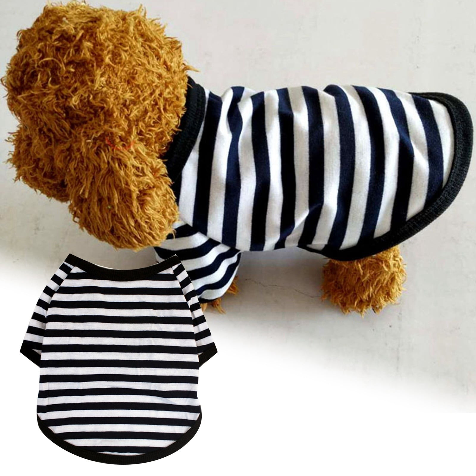 Pet Clothes Dog Striped Round Neck T Shirt Pet Striped Shirt Pet