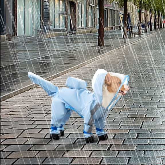 Pet Clothes, Small Dog Rainproof Hooded Jacket with D Ring Full Coverage Slicker Poncho-Style Rain Jacket with Reflective Strip for Enhanced Visibility