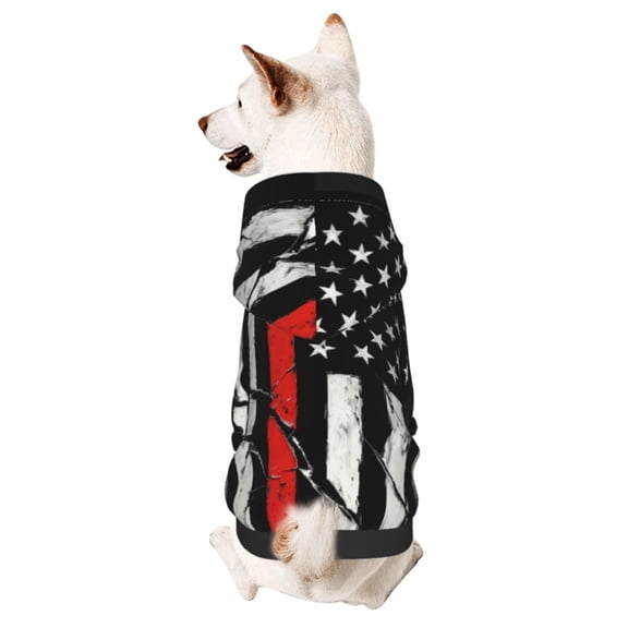 Pet Clothes Hoodies Firefighter Firefighting Flag Small Dog Sweatshirt Clothing Small