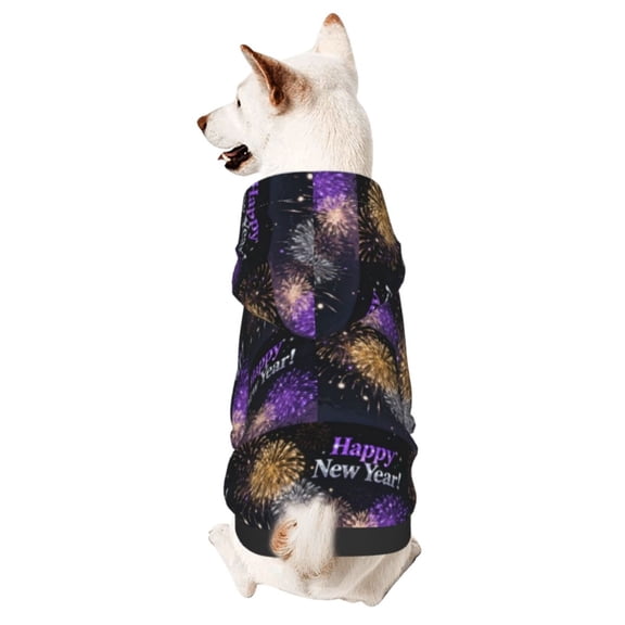 Pet Clothes Hoodies Firework Happy New Year Small Dog Sweatshirt Clothing Small