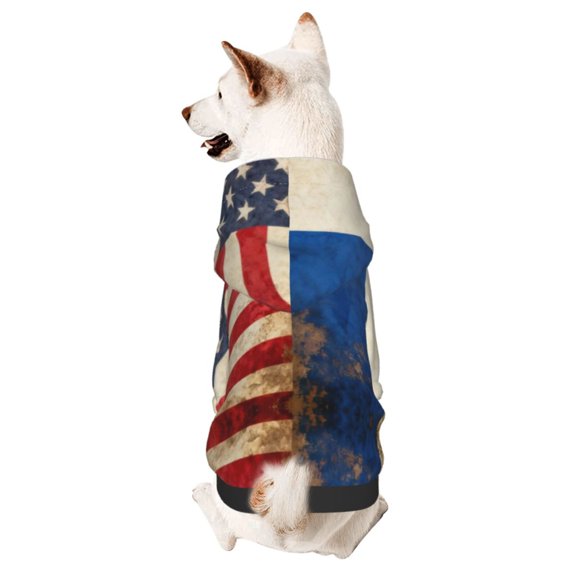 Pet Clothes Hoodies United-States Russian Flag Small Dog Sweatshirt Clothing XX-Large
