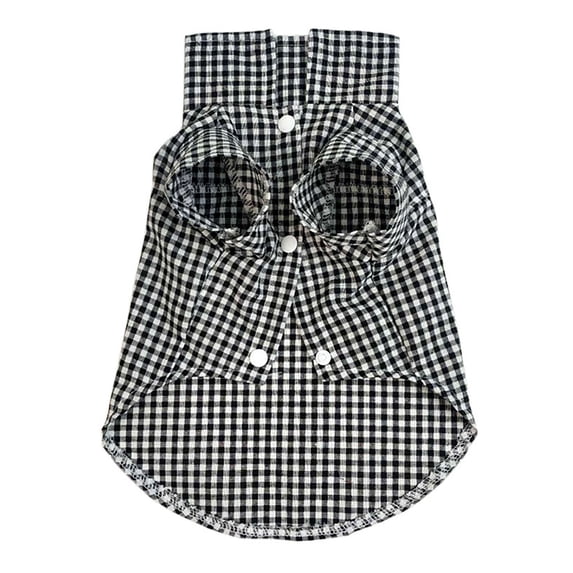 Pet Clothes Plaid Shirt for Dogs, Comfortable Teddy-Style Small Dog Clothing, Handsome and Cute, 45 cm, Black