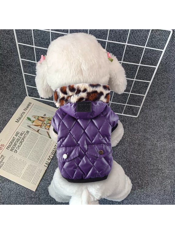 Pet Clothes Small Pet Puppy Winter Hoodie Sweater for Tiny Breeds, Cozy Thick Coat for Cats and Dogs, 28 cm, Purple