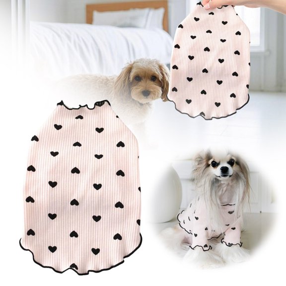 Pet Clothes Spring and Summer Lightweight Apparel for Small Dogs and Cats Adorable Home Base Shirts Vests Featuring Teddy Bears and Hearts