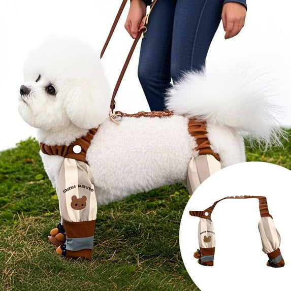 Pet Clothes Striped Brown Design Durable Polyester Wear Indoor Outdoor Comfortable Apparel for Dogs and Cats