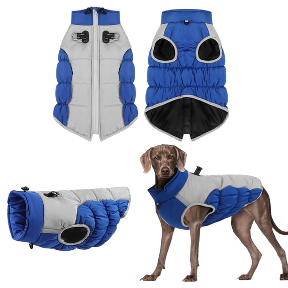 Pet Clothes Warm Dog Winter Coat Jacket Built In Harness Windproof Cold Weather Reflective Turtleneck for Large Medium Dogs