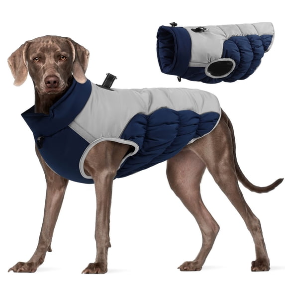 Pet Clothes Warm Dog Winter Coat Jacket Built In Harness Windproof Cold Weather Reflective Turtleneck for Large Medium Dogs
