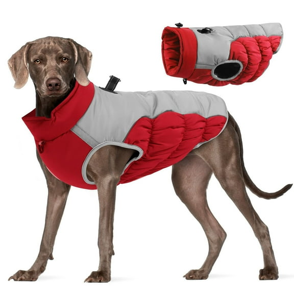 Pet Clothes Warm Dog Winter Coat Jacket Built In Harness Windproof Cold Weather Reflective Turtleneck for Large Medium Dogs