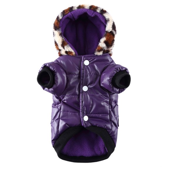 Pet Clothes Cozy Winter Hoodie for Small Warm Thick Coat for Puppies Cats and Small Breed Dogs,28 cm,Purple