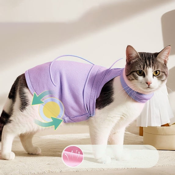 Pet Clothes for Cats Recovery Suit | Abdominal Licking Pajama for Postoperative Care | Soft Post- Cat Apparel