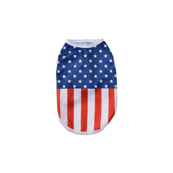 Pet Clothes for Small Dogs, 4Th of July Dog Outfit, American Flag Small, 8X14 In, Printed Mesh Weave, Outdoor Summer Activities, Red White Blue, 1 Pc