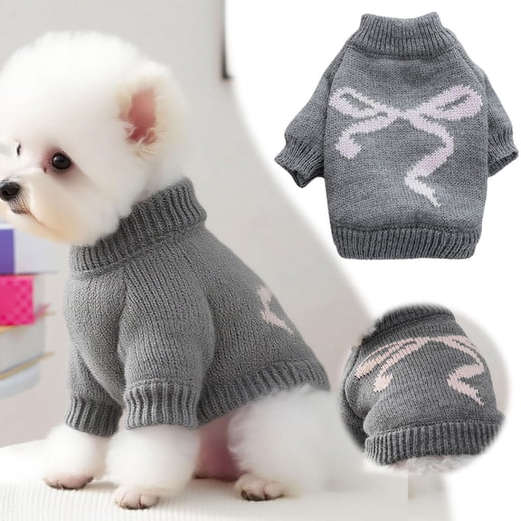 Pet Clothing Knitwear for Small Featuring Cute Bow Patterned Sweater for Cats and Dogs Cozy Warm Indoor Outdoor Wear