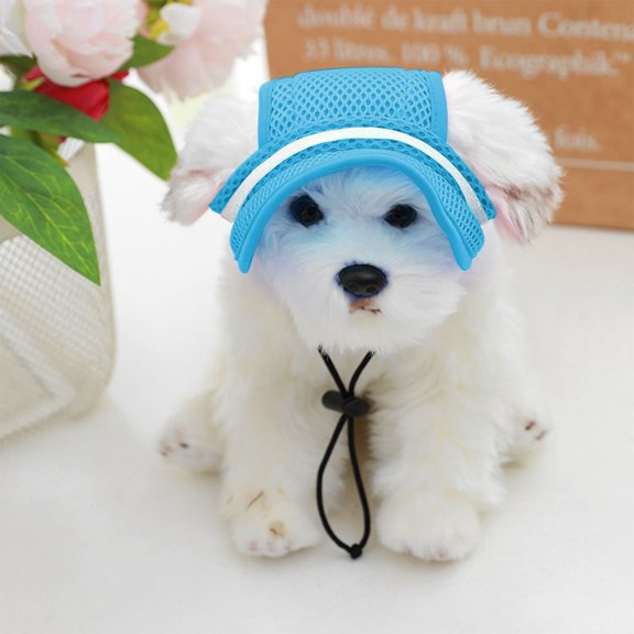 Summer Pet Hat for Cats and Dogs Breathable Sun Shade with Bow Ear Leakage Preventer for Lightweight Pet Clothing and Accessories,9 cm,Blue