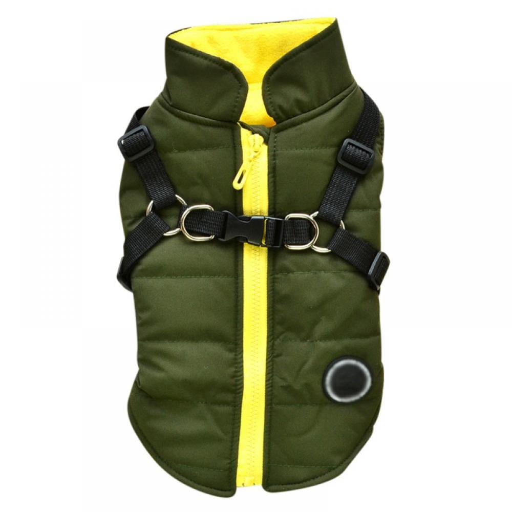 Pet Vest Jacket Warm Waterproof Dog Coat Winter Padded Small/Large | Fleece Lining & Polyester Outer For Cold Days