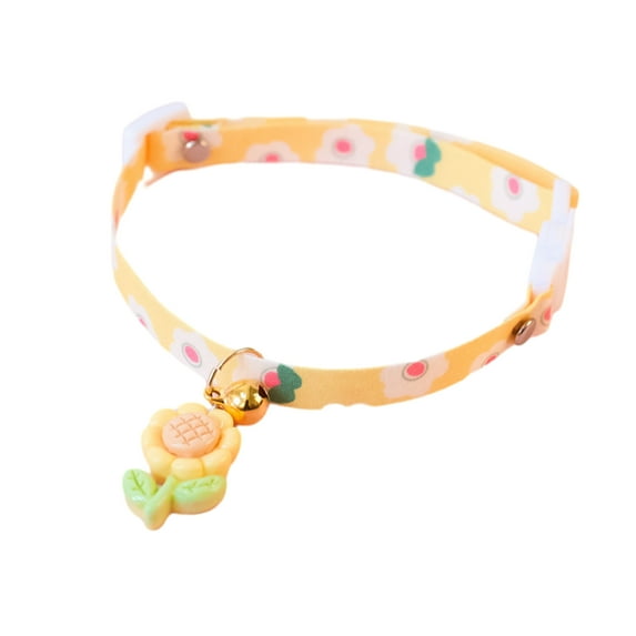 Pet Collar - Adjustable Buckle - Comfortable Easy to Wear - Cute Floral Pattern Decorative Polyester - Dog Jewelry Necklace with Bell Flower Decoration - Daily Wear