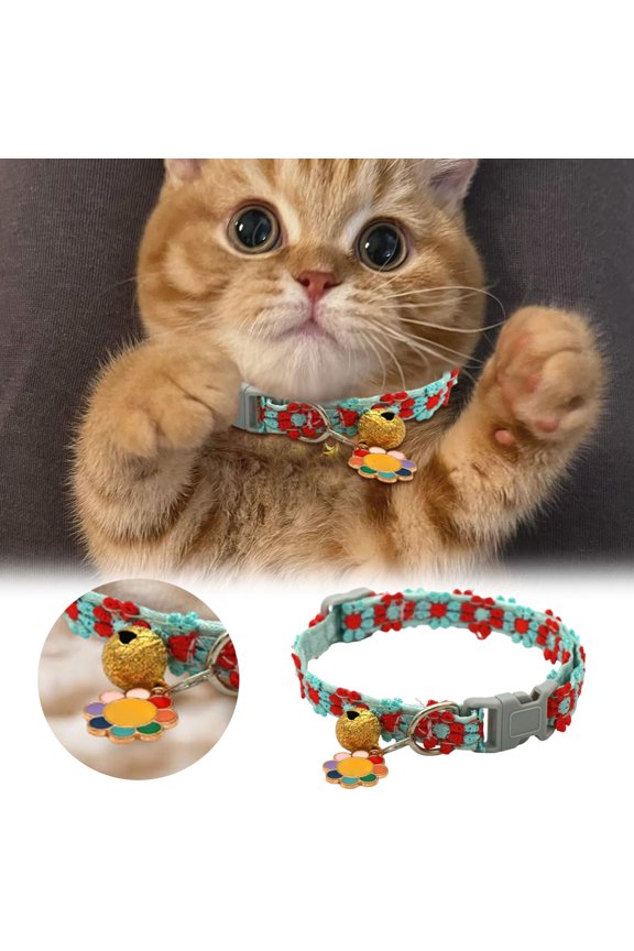 Pet Collar Breakaway and Pendant Adjustable Cat Necklace for Small Felines Safe Quick Release Design with Pendant Outdoor Indoor Use,35 cm,Red