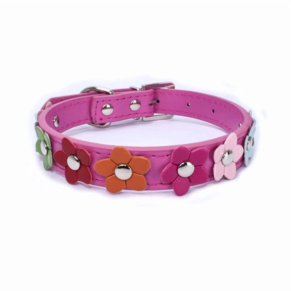Pet Collar Dog Collar Crystal Studded Floral Pet Collar - Adjustable Bling Collar For Small Medium Dogs Daily Wear Outdoor Walking Pet Fashion Accessory Elegant Sparkly Dog Collar L Hot Pink