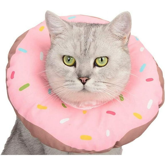 Pet Collar, Elizabeth Cat Recovery Cone Collar After Surgery Waterproof E-Collar Adjustable for Cat Dog (S, Pink Wave)