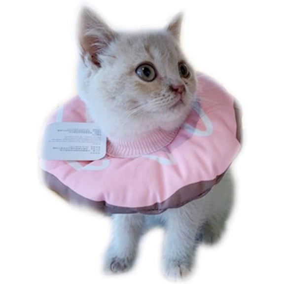 Pet Collar, Elizabeth Cat Recovery Cone Collar After Surgery Waterproof E-Collar Adjustable for Cat Dog (S, White and Pink)